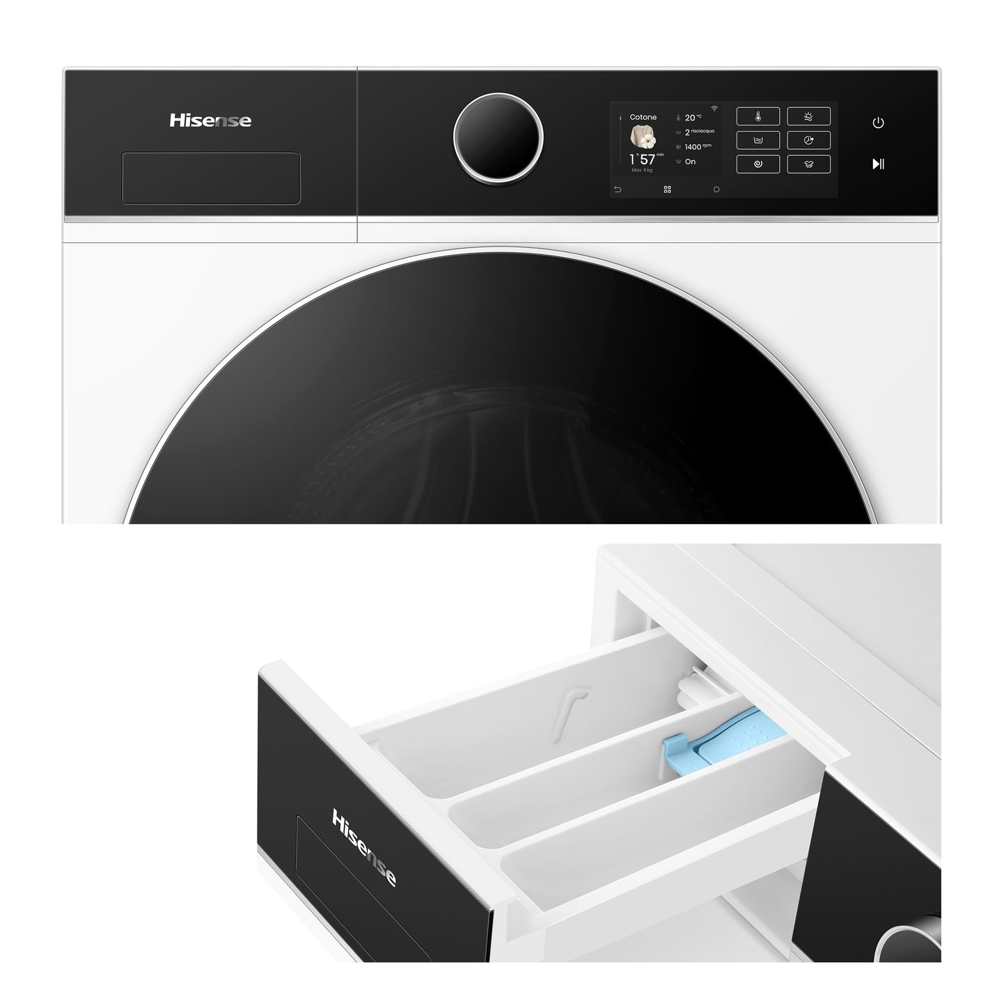 Hisense WD5I8043BWF lavasciuga Libera installazione Caricamento frontale Bianco