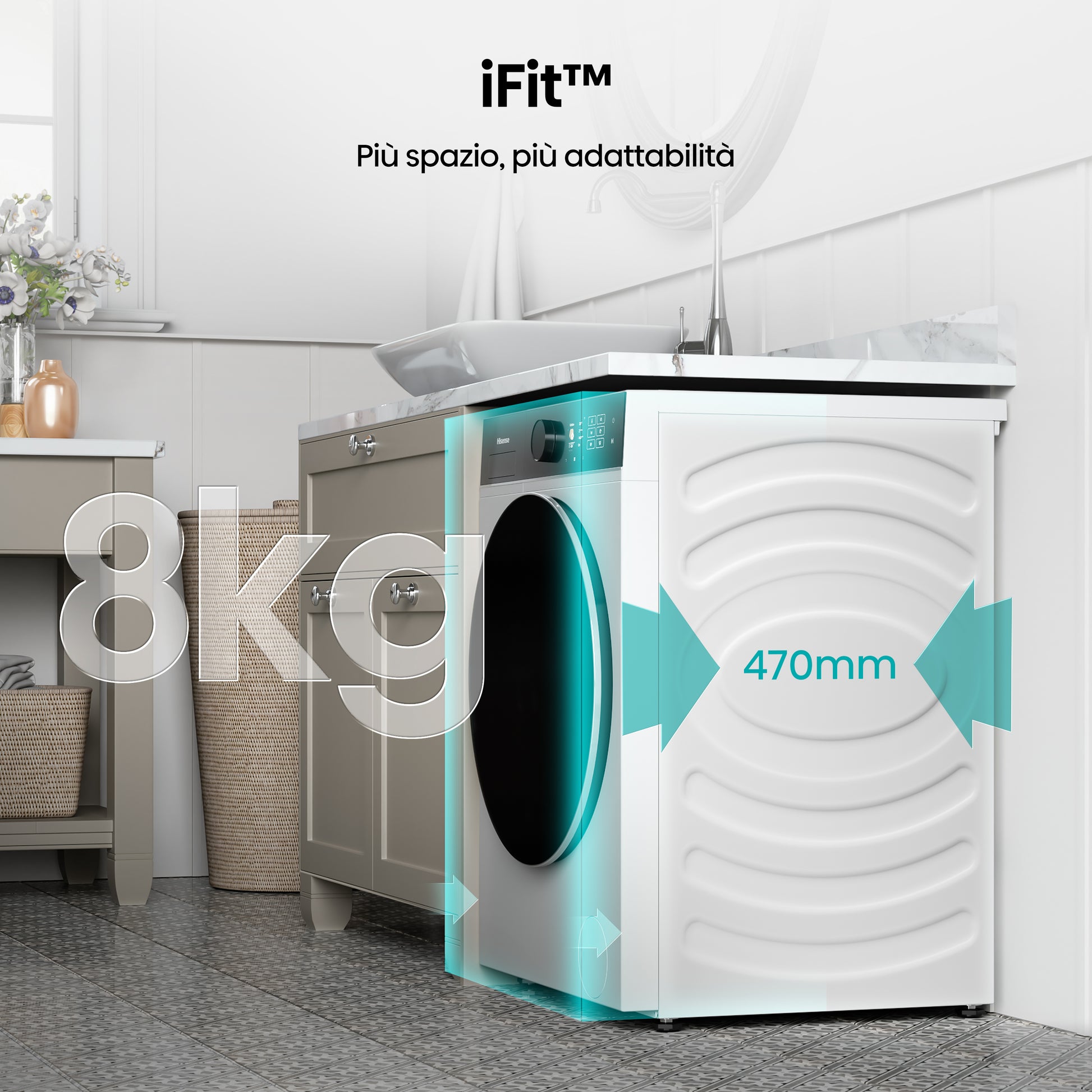 Hisense WF5I8043BWF lavatrice Caricamento frontale 8 kg 1400 Giri/min Bianco