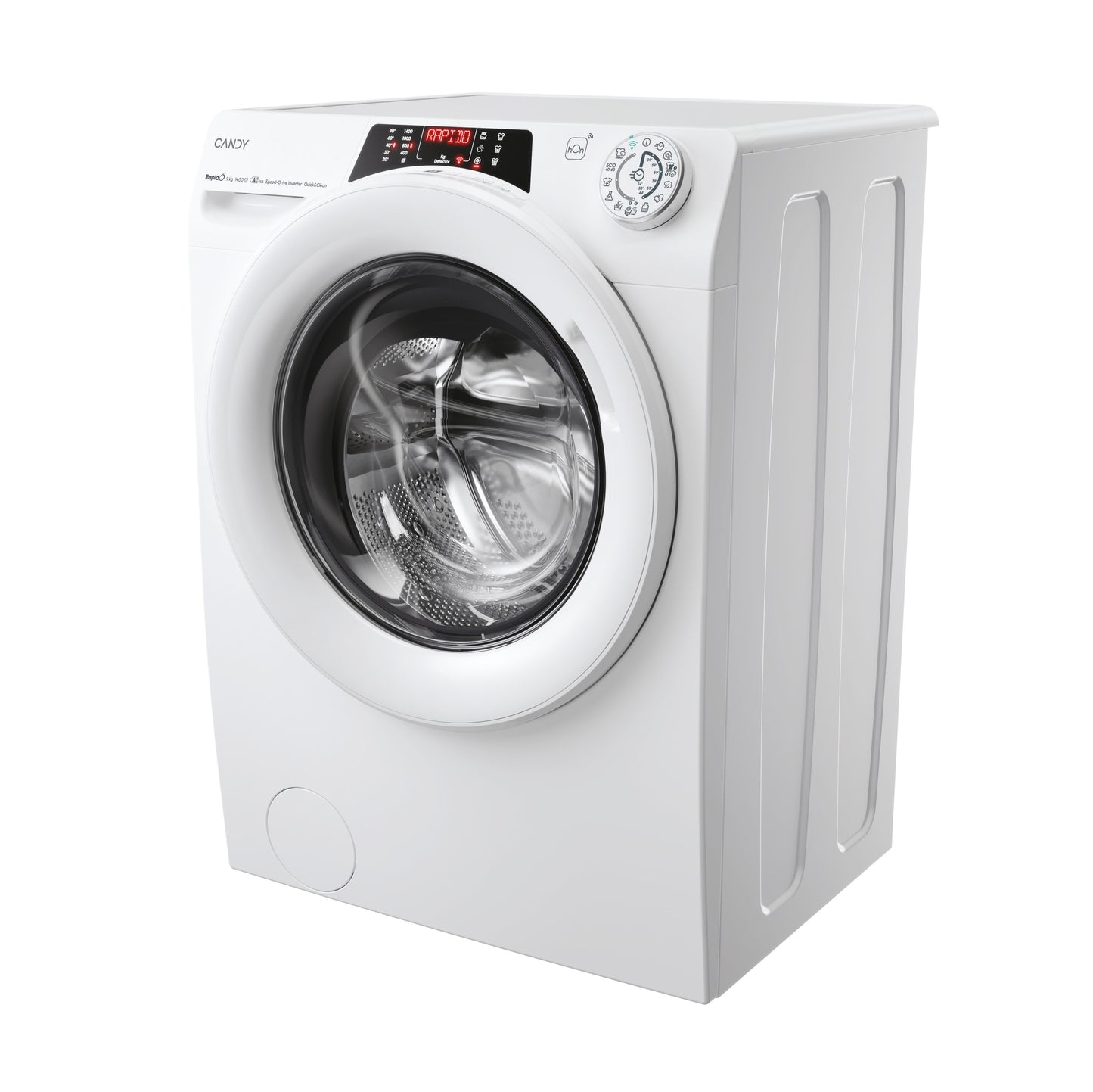 Candy RapidÓ , Lavatrice Carica Frontale 9 KG, 15% più efficente della classe A, 1400 giri, Bianco, Inverter, Vapore, Wi-Fi, 9 Cicli Rapidi, RO 496DWM7/1-S