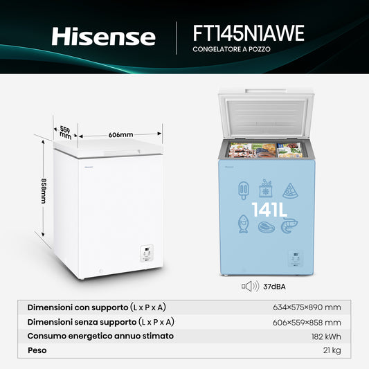 Hisense FT145N1AWE congelatore Congelatore a pozzo Libera installazione 141 L Bianco