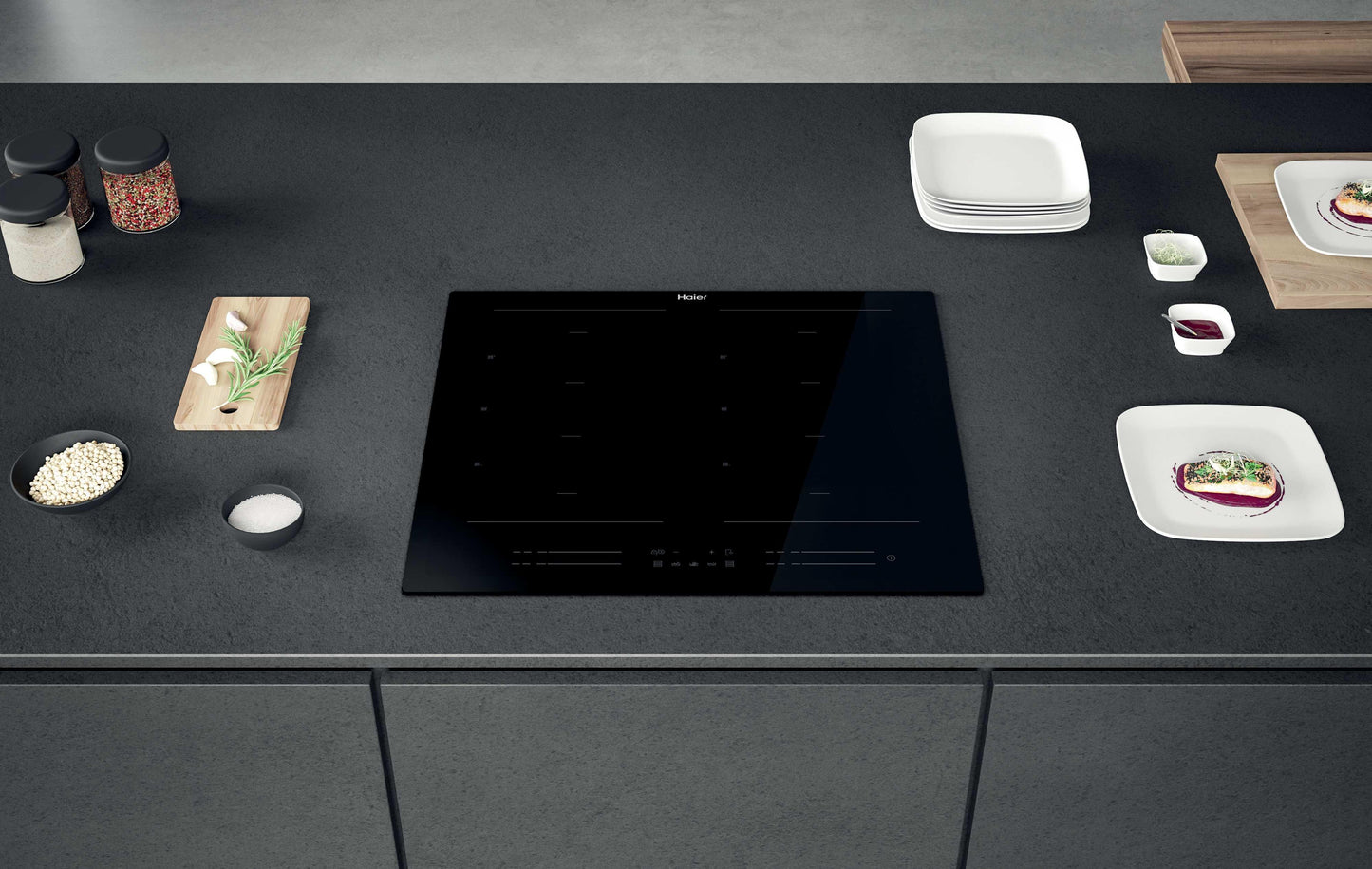 Haier I-Move Series 6 HA2MTSJ68MC Nero Da incasso 59 cm Piano cottura a induzione 4 Fornello(i)