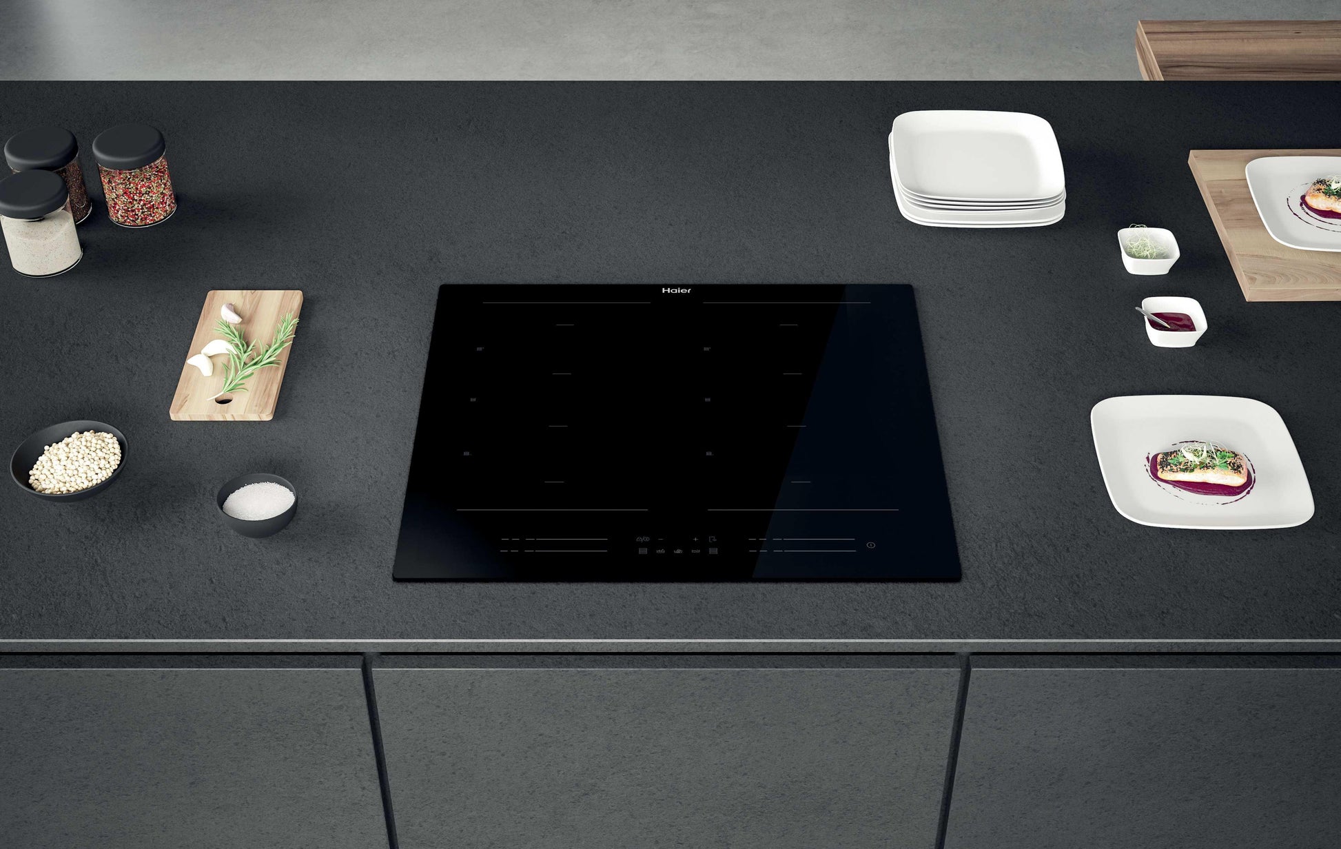 Haier I-Move Series 6 HA2MTSJ68MC Nero Da incasso 59 cm Piano cottura a induzione 4 Fornello(i)