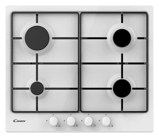 CANDY BI CHW6BRWW|33801971|Piano Gas da 60 cm bianco;  Griglie in piattina; 4 fuochi con Bruciatore
