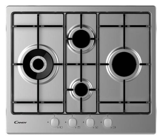 CANDY BI CHW6D4WX|33801968|Piano Gas da 60cm  inox;  Griglie in piattina; 4 fuochi diamond; doppia c