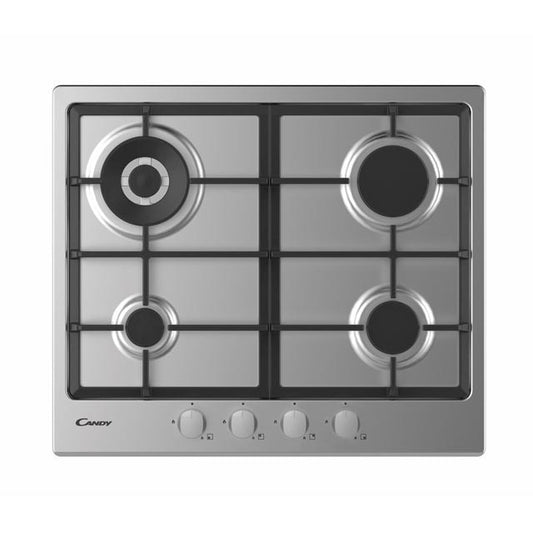 CANDY BI CHW6BR4WX|33801975|Piano Gas da 60 cm inox ;  Griglie in piattina; 4 fuochi; Bruciatore spe