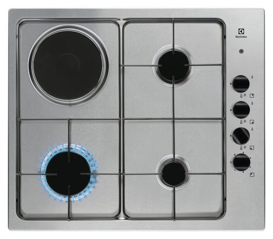 Electrolux BI   EGL62821OX   | 60 cm Soft - 3 fuochi gas e 1 piastra elettrica - Bruciatori Fiamma P