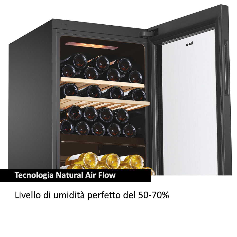 Haier Wine Bank 50 Serie 5 HWS79GDG Cantinetta vino con compressore Libera installazione Nero 79 bottiglia/bottiglie