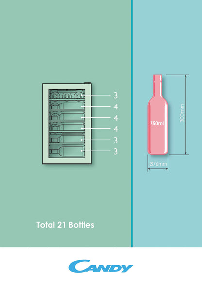 Candy CWC 021 M/NF Cantinetta vino con compressore Libera installazione Nero 21 bottiglia/bottiglie