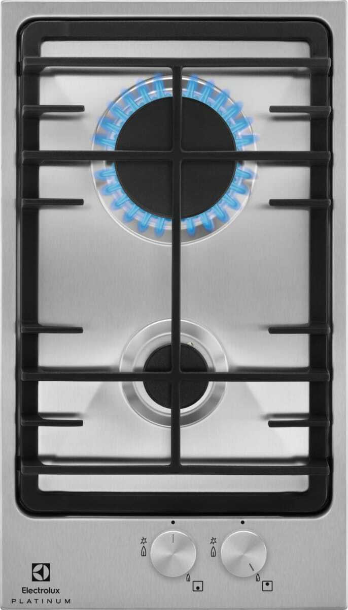 Piano cottura gas EGG3322NVX Domino 29 cm 2 fuochi Bruciatori Fiamma Pura Griglie in Ghisa Estetica Inox