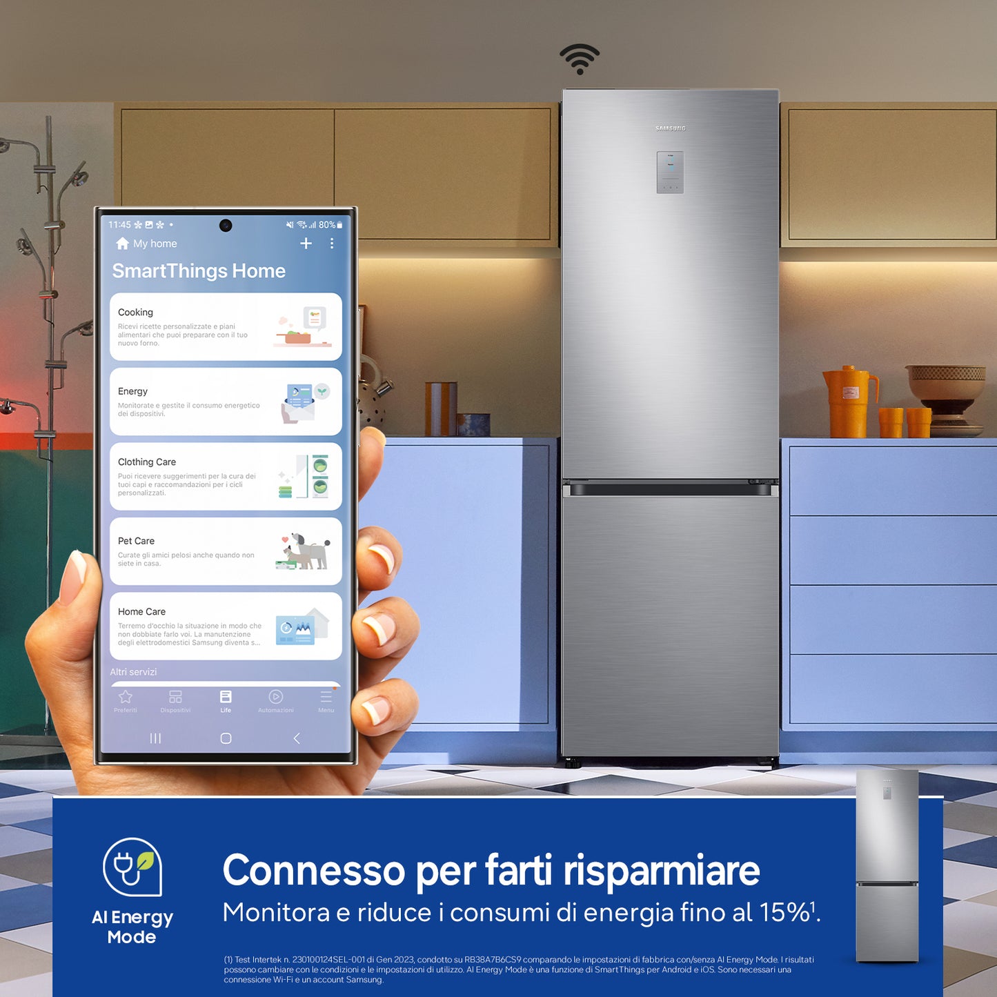 Samsung RB34C775CS9 frigorifero Combinato EcoFlex AI 1.85m 344L Libera installazione con congelatore Wifi 1,85m 344 L con rivestimento in acciaio inox Classe C, Inox