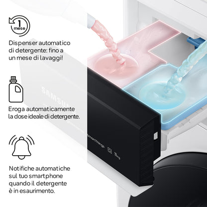 Samsung WD11DG6B85BK lavasciuga Libera installazione Caricamento frontale Bianco