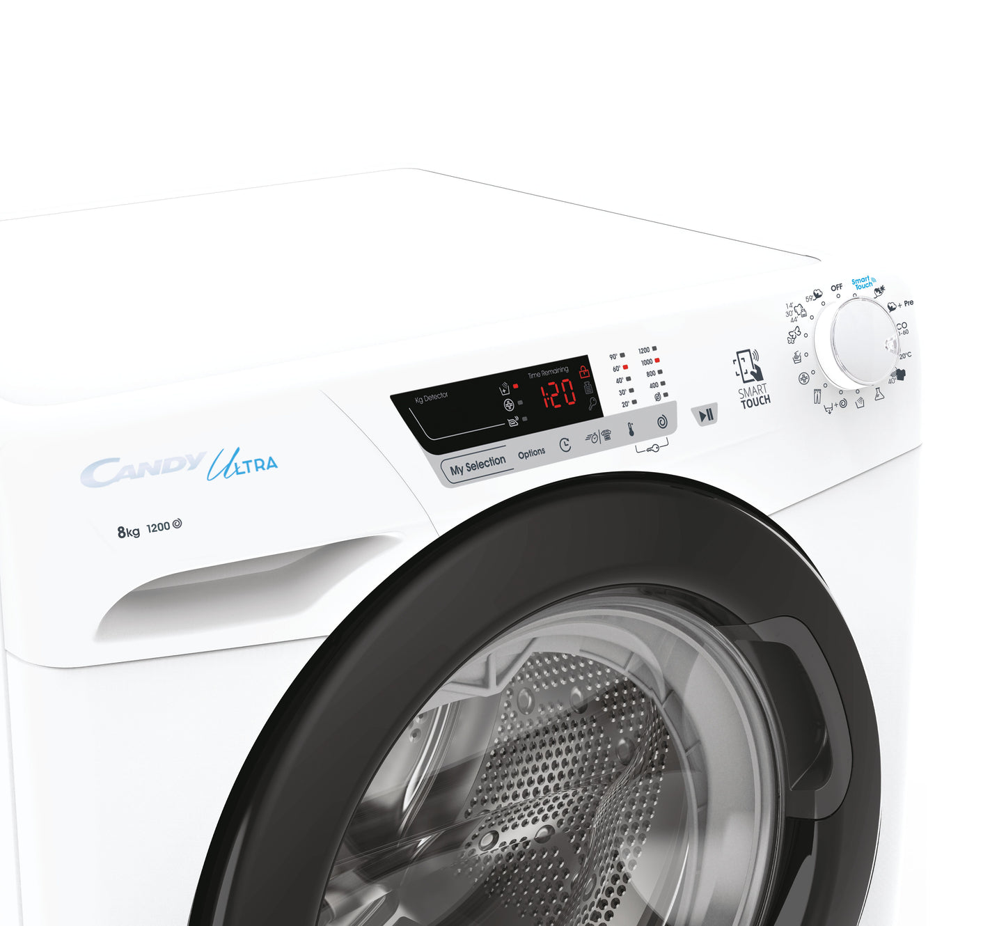 Candy Ultra , Lavatrice Carica Frontale 8 KG, Classe B, 1200 giri, Bianco, Wi-Fi, Ciclo Igiene, HCU1282DWB4/1-S