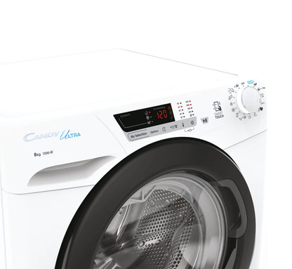 Candy Ultra , Lavatrice Carica Frontale 8 KG, Classe B, 1200 giri, Bianco, Wi-Fi, Ciclo Igiene, HCU1282DWB4/1-S
