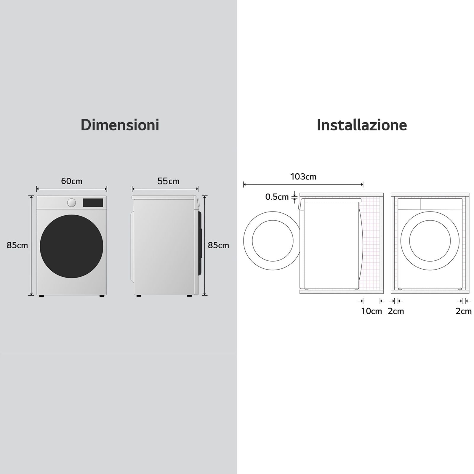 LG W4NX1085NWB Lavasciuga 8/5kg Serie X1, Classe A/E, 6 Motion Direct Drive, Wi-Fi, 1400 giri, Allergy Care, Bianca