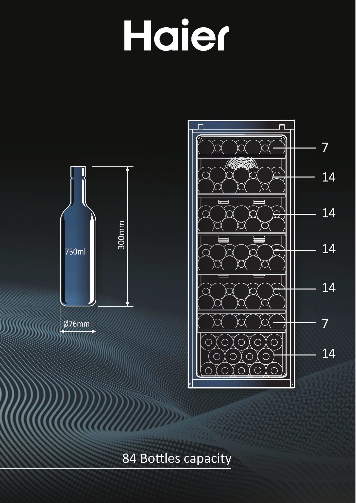 HAIER BIANCO HWS84GA | FRIGORIFERI | CANTINE | CANTINE | CANTINA CE.G 84BOTT. 198LT NERO