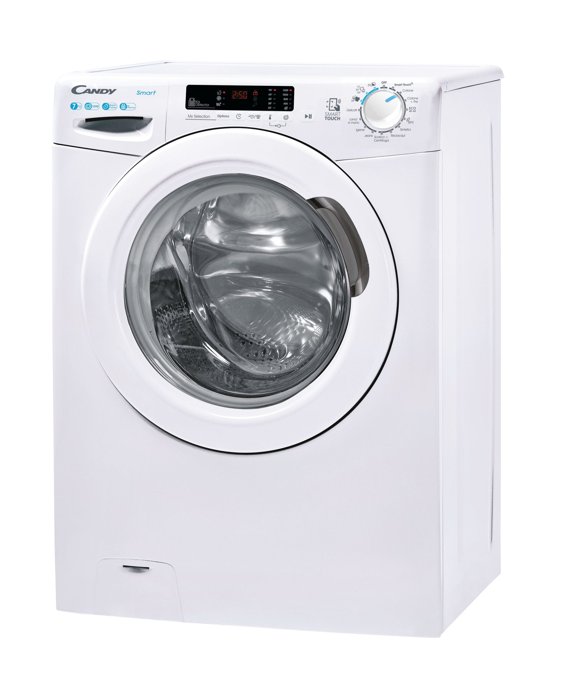 Candy Smart , Lavatrice Carica Frontale 7 KG, Classe D, 1200 giri, Bianco, Wi-Fi, CS 1272DE/1-11