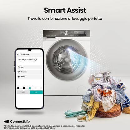 Hisense WD3S1043BW7 lavasciuga Libera installazione Caricamento frontale Bianco