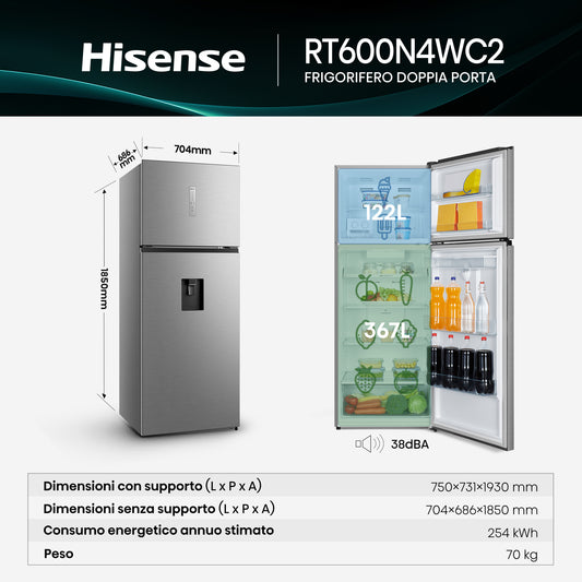 Hisense frigorifero/congelatore RT600N4WC2 libera installazione 467L Classe E