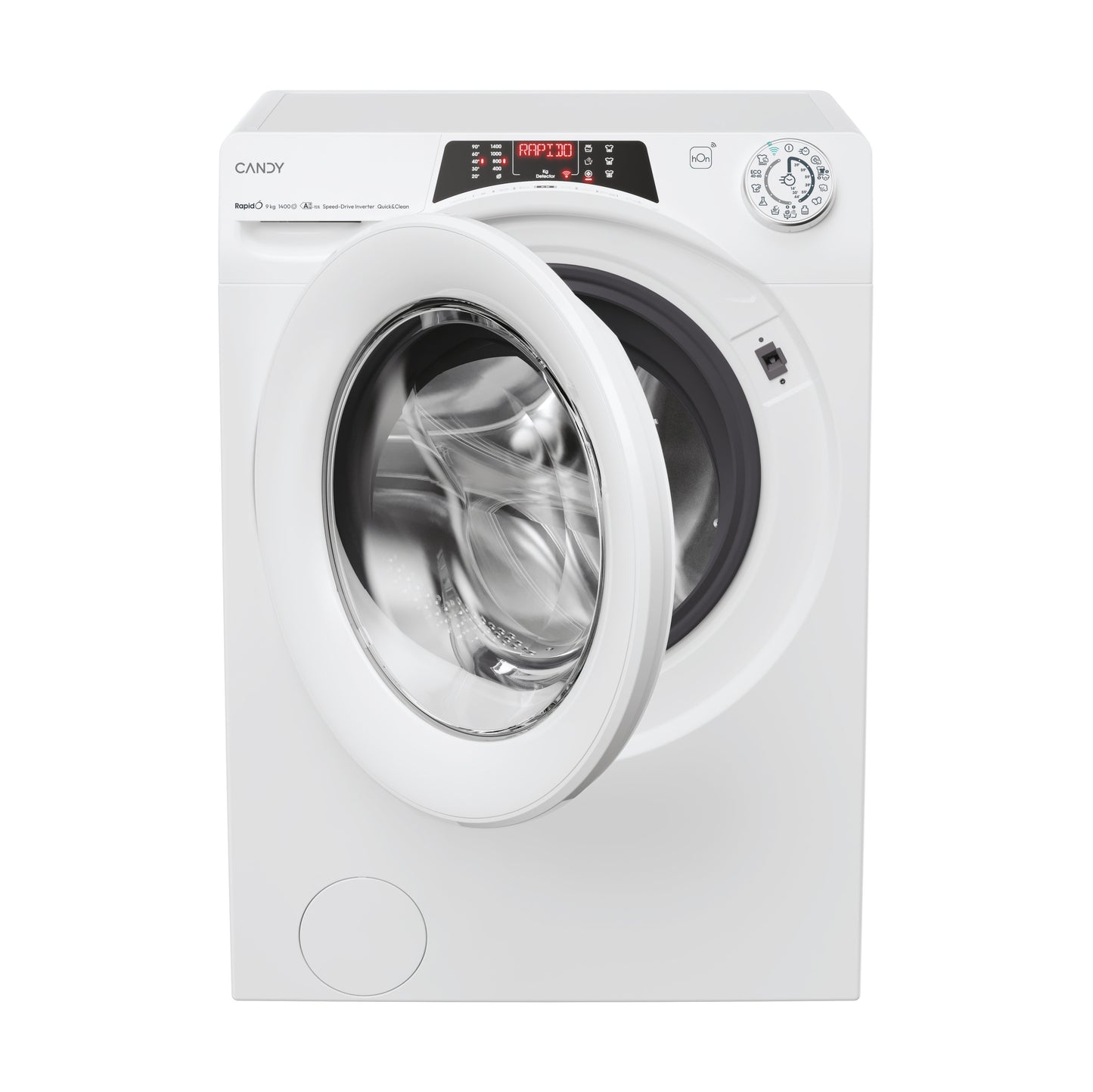 Candy RapidÓ , Lavatrice Carica Frontale 9 KG, 15% più efficente della classe A, 1400 giri, Bianco, Inverter, Vapore, Wi-Fi, 9 Cicli Rapidi, RO 496DWM7/1-S