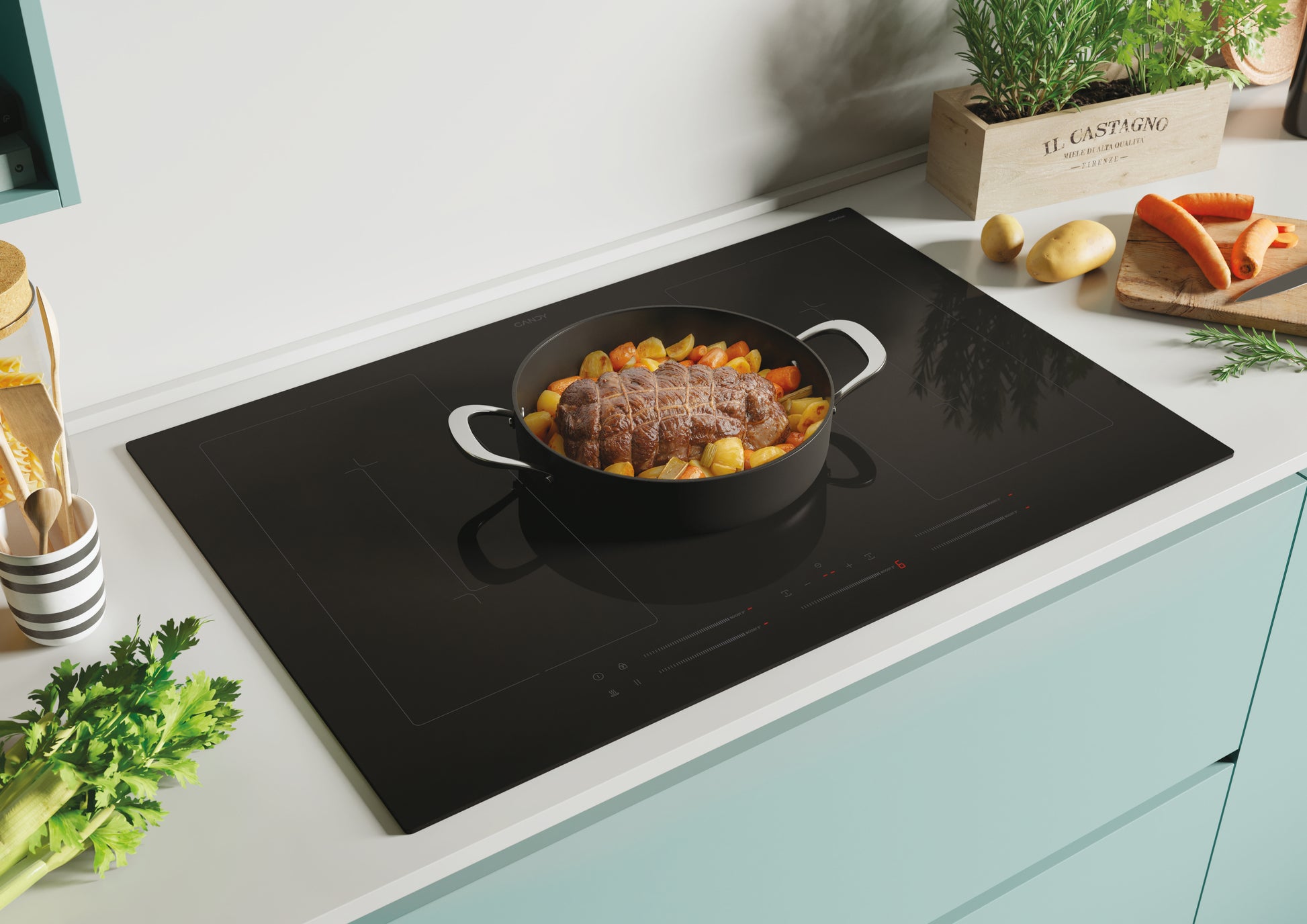 Candy Comfort CIFS85MCTT/1 Nero Da incasso 77 cm Piano cottura a induzione 5 Fornello(i)