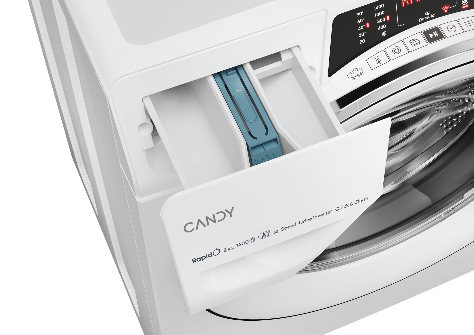Candy RapidÓ , Lavatrice Carica Frontale 8 KG, 15% più efficente della classe A, 1400 giri, Bianco, Inverter, Vapore, Wi-Fi, 9 Cicli Rapidi, RO 486DWMC7/1-S
