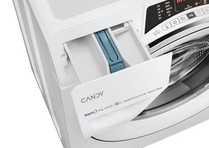 Candy RapidÓ , Lavatrice Carica Frontale 8 KG, 15% più efficente della classe A, 1400 giri, Bianco, Inverter, Vapore, Wi-Fi, 9 Cicli Rapidi, RO 486DWMC7/1-S