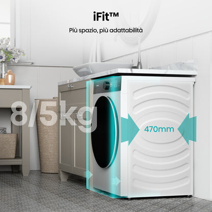 Hisense WD5I8043BWF lavasciuga Libera installazione Caricamento frontale Bianco