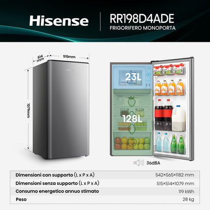 Hisense frigorifero RR198D4ADE libera installazione 151L Classe E