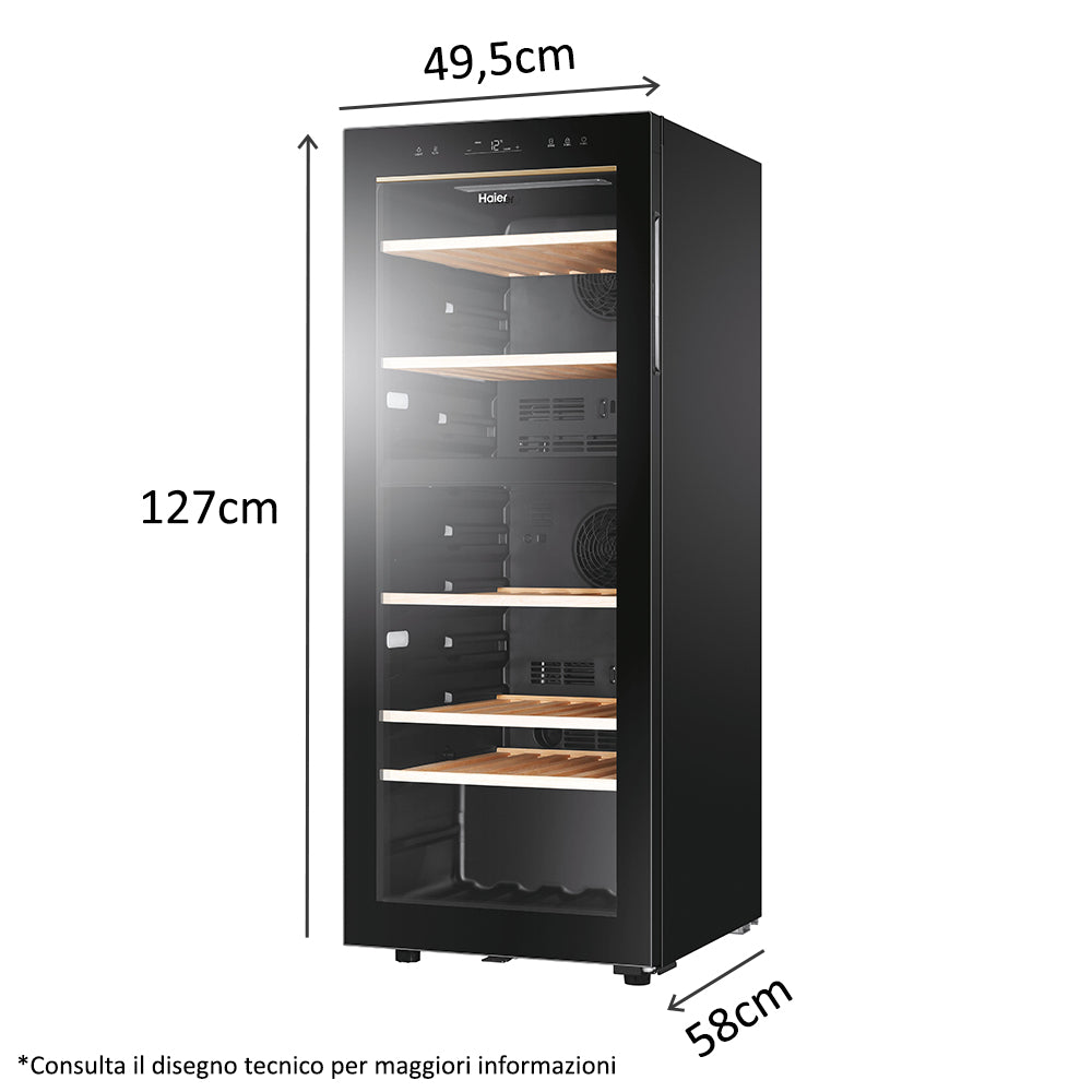 Haier Wine Bank 50 Serie 5 HWS79GDG Cantinetta vino con compressore Libera installazione Nero 79 bottiglia/bottiglie