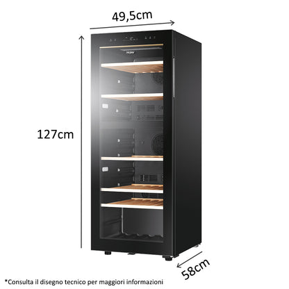 Haier Wine Bank 50 Serie 5 HWS79GDG Cantinetta vino con compressore Libera installazione Nero 79 bottiglia/bottiglie