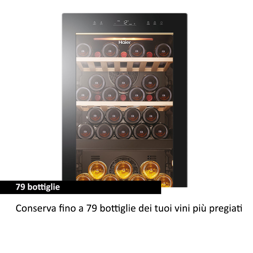 Haier Wine Bank 50 Serie 5 HWS79GDG Cantinetta vino con compressore Libera installazione Nero 79 bottiglia/bottiglie