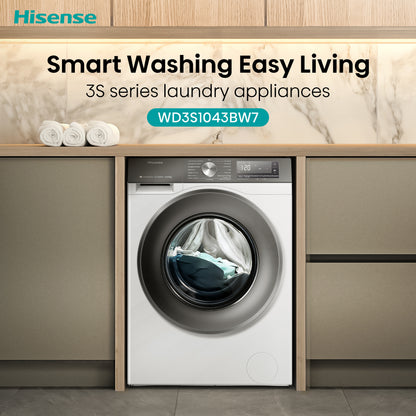 Hisense WD3S1043BW7 lavasciuga Libera installazione Caricamento frontale Bianco