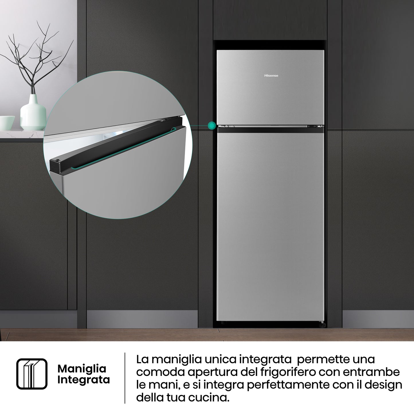 Hisense frigorifero/congelatore RT267D4ADE libera installazione 206L Classe E Profondità ridotta Porta Reversibile