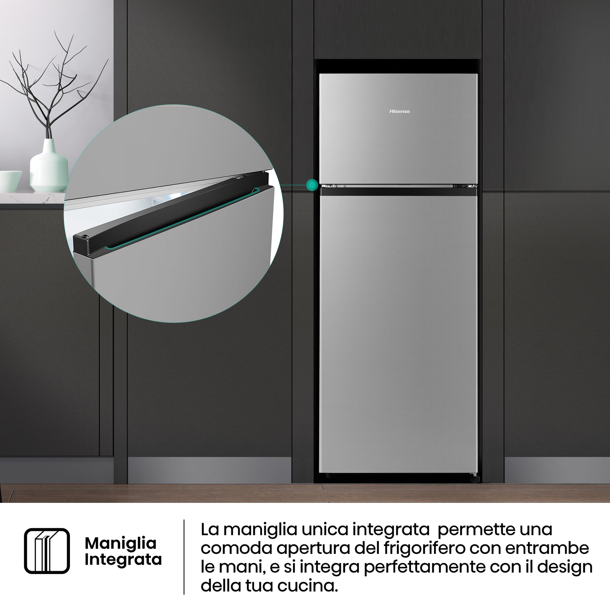 Hisense frigorifero/congelatore RT267D4ADE libera installazione 206L Classe E Profondità ridotta Porta Reversibile