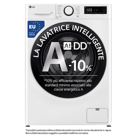 LG F4R3011NSWB Lavatrice 11kg AI DD, Classe A-10%, 1400 giri, Lavaggio a vapore