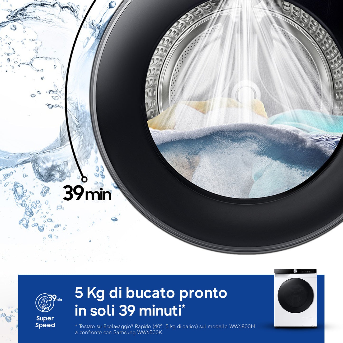 Samsung WD11DG6B85BK lavasciuga Libera installazione Caricamento frontale Bianco